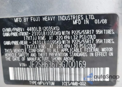 2009 Subaru Forester 2.5X из США, поврежденный, VIN JF2SH63679G700169